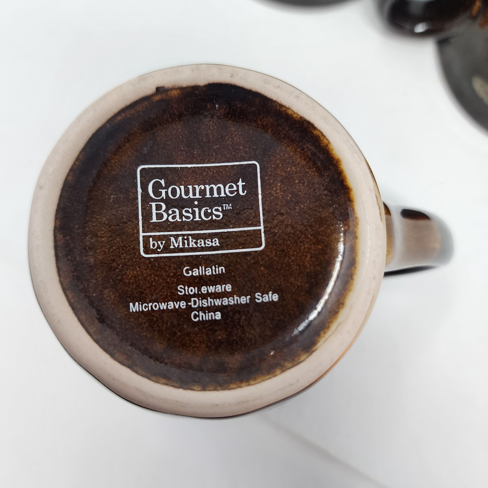 Set of 4 Mikasa Gourmet Basics Stoneware Coffee Tea Mugs Gallatin 16oz Brown