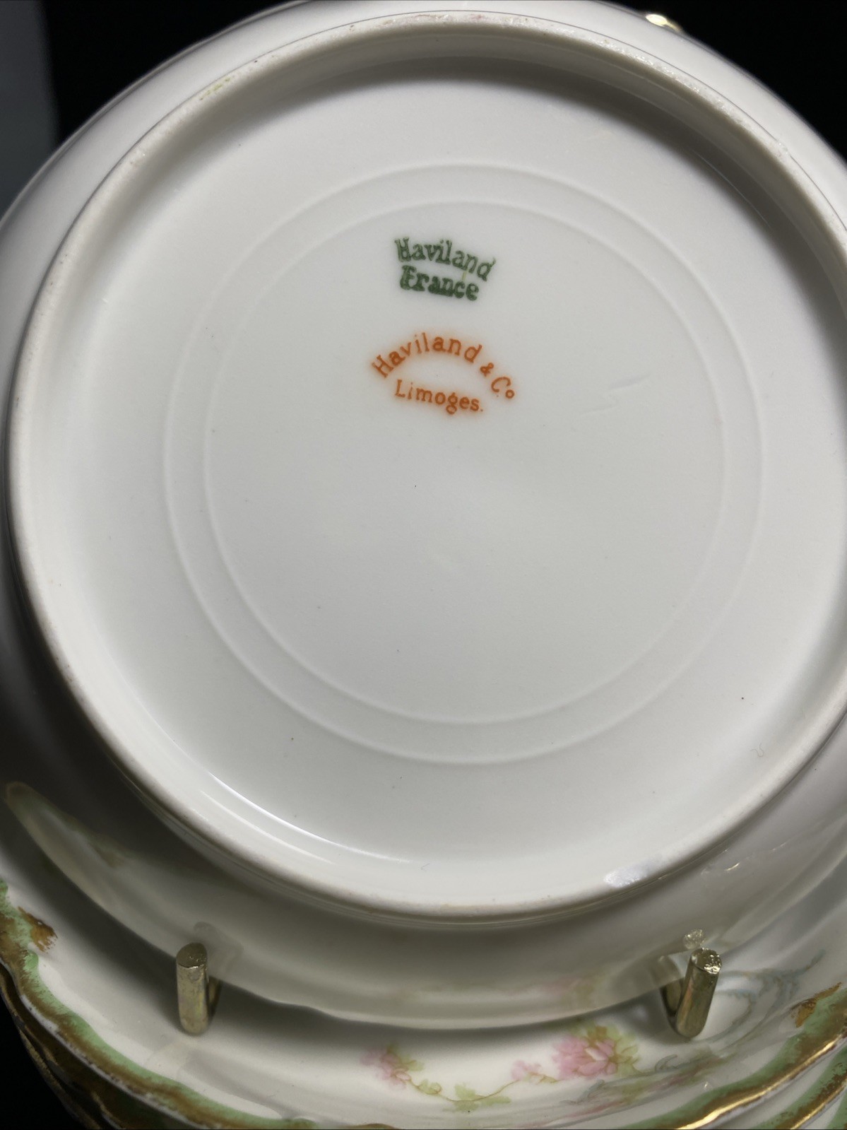 Limoges French Haviland Shabby Chic Dessert Bowls Gold Edge 5” X 5 @53