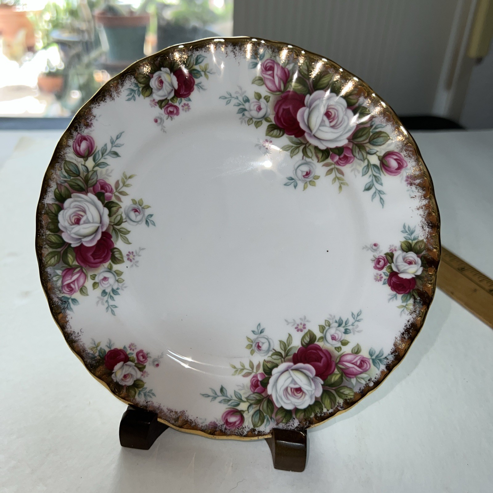 1- Royal Albert England ~ CELEBRATION ~ Rose Floral Fluted Bread Plates 6-1/4”