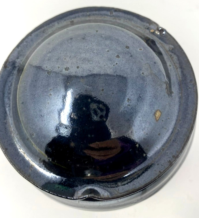 Handmade Studio Pottery Lidded Jar – High Fire Reduction Glaze – Blue Black Ston