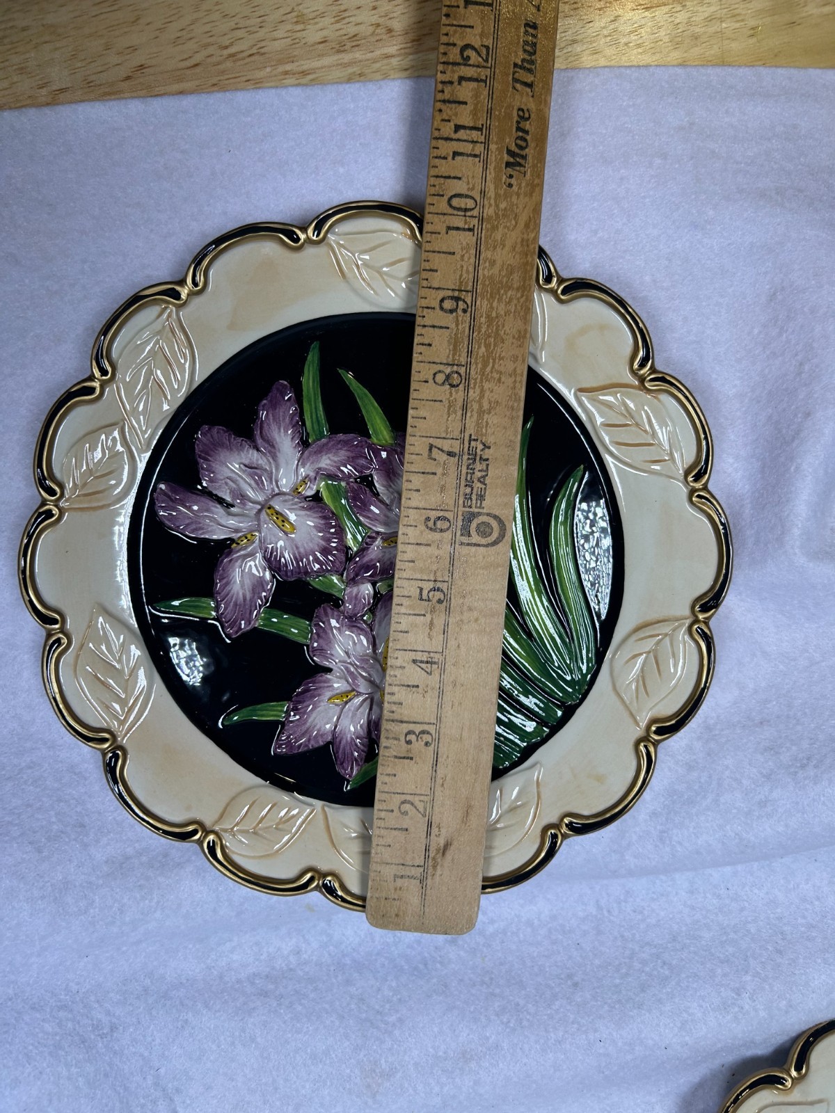 Set of 2 CBK Ltd Floral Decorative Plates Magnolia Iris Raised Embossed Wall