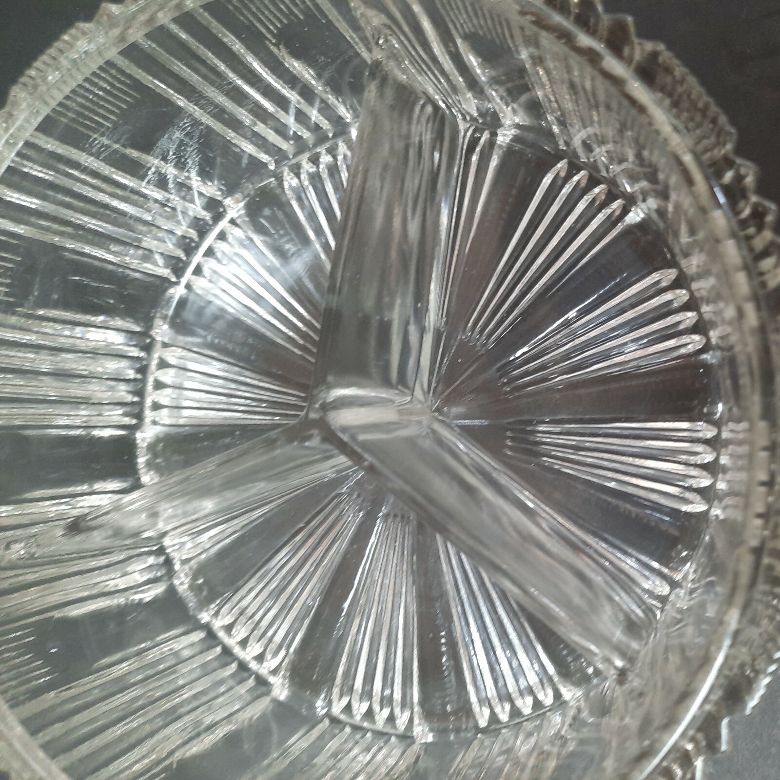 70’s Glass Round w/ Lid 3-Section Relish, Candy, 6″ Serving Dish Bowl