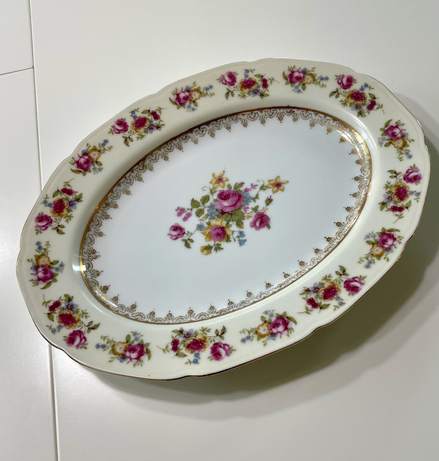 Vintage Gold Castle 10″ Oval Platter Made in Occupied Japan circa 1945-1952