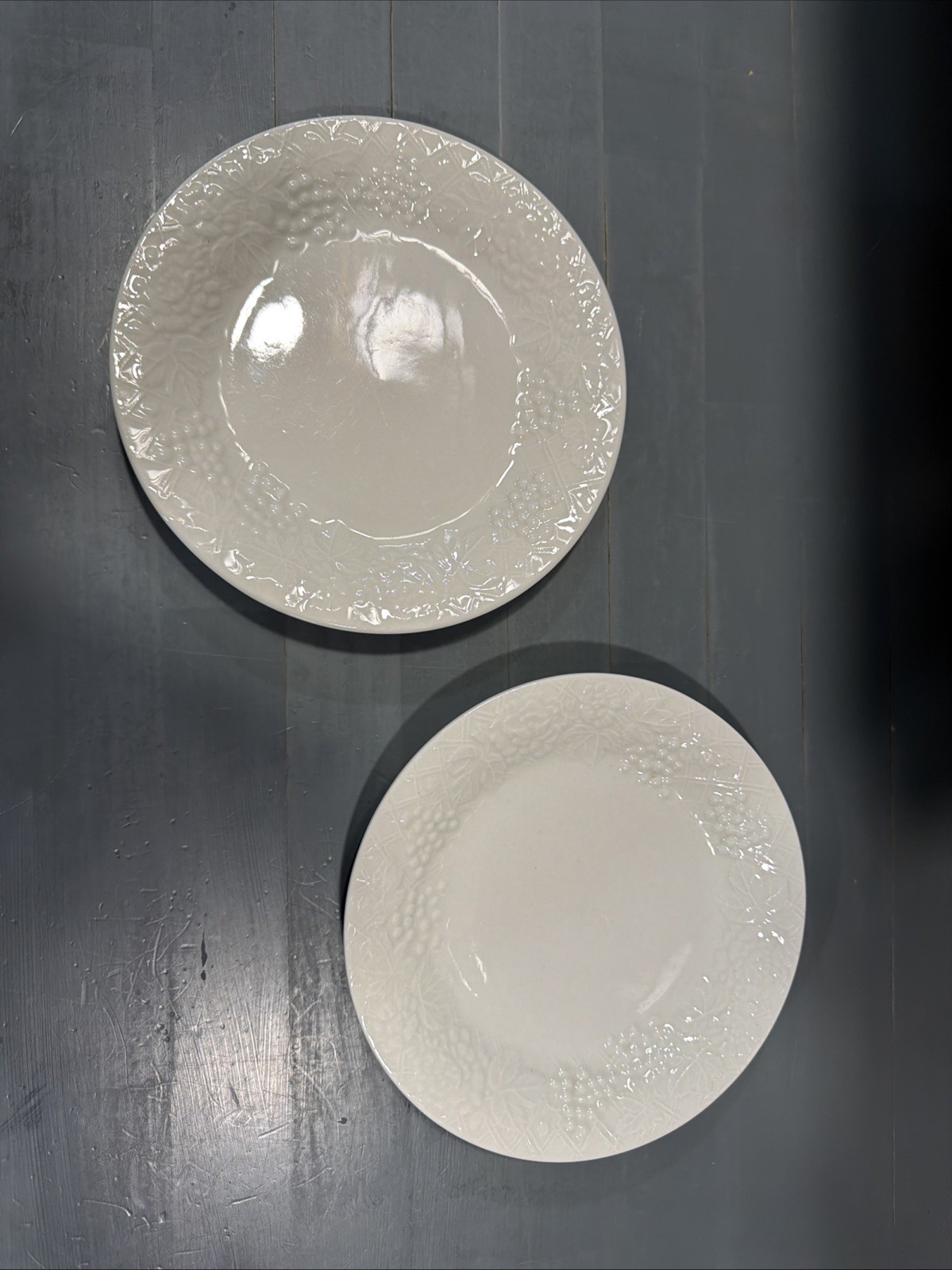 2 – Gibson Designs Four Seasons 7.5” White Salad Plate-Embossed Fruit Floral Rim