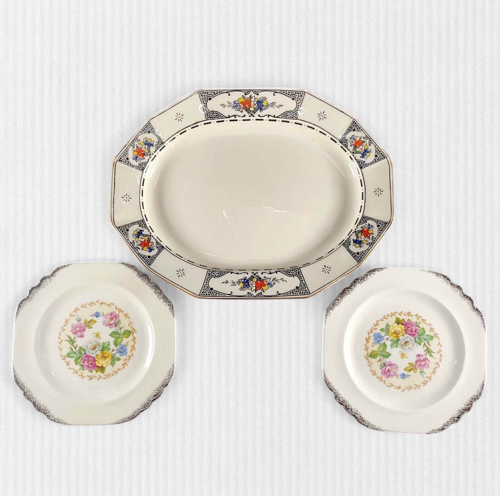 3 Pc Mismatched Plate Platter Collection Farmhouse Cottage Gallery Wall
