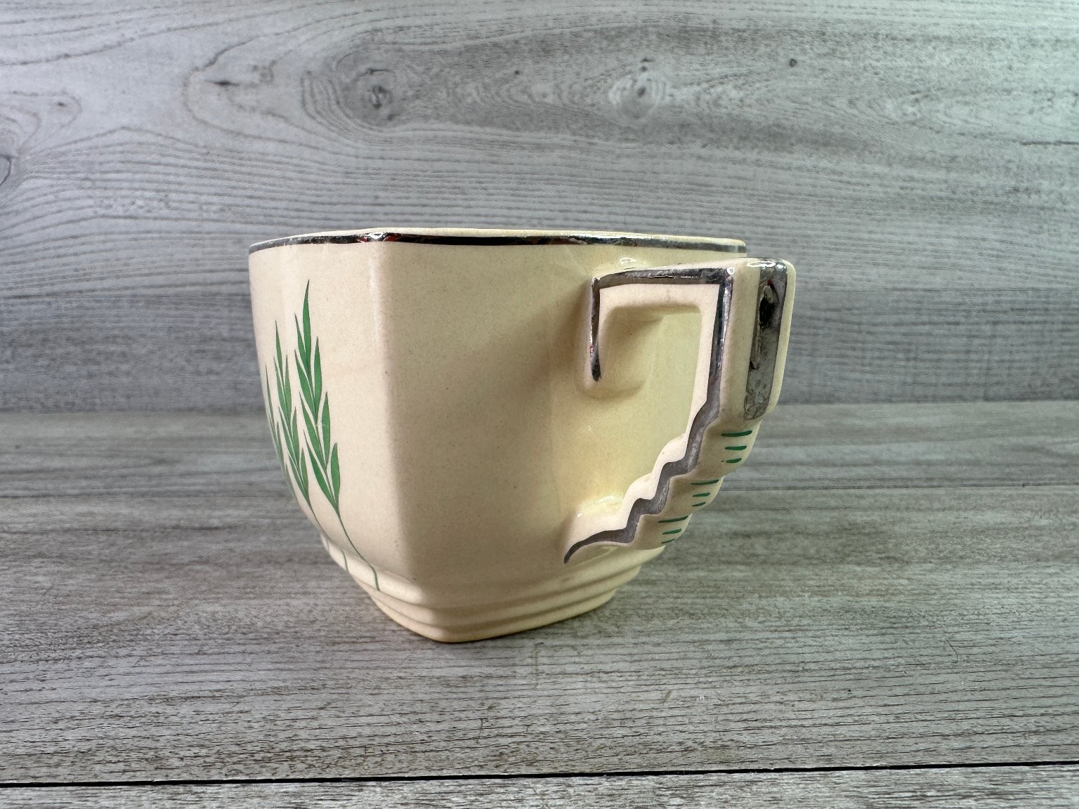 Vintage Leigh Ware by Leigh Potters Creamer Green Wheat Pattern Art Deco Style