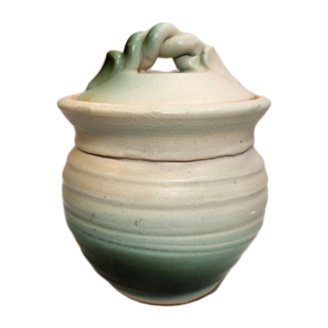 Handmade Studio Art Ceramic Stoneware Canister 3″ Signed Farmhouse Cottage Core