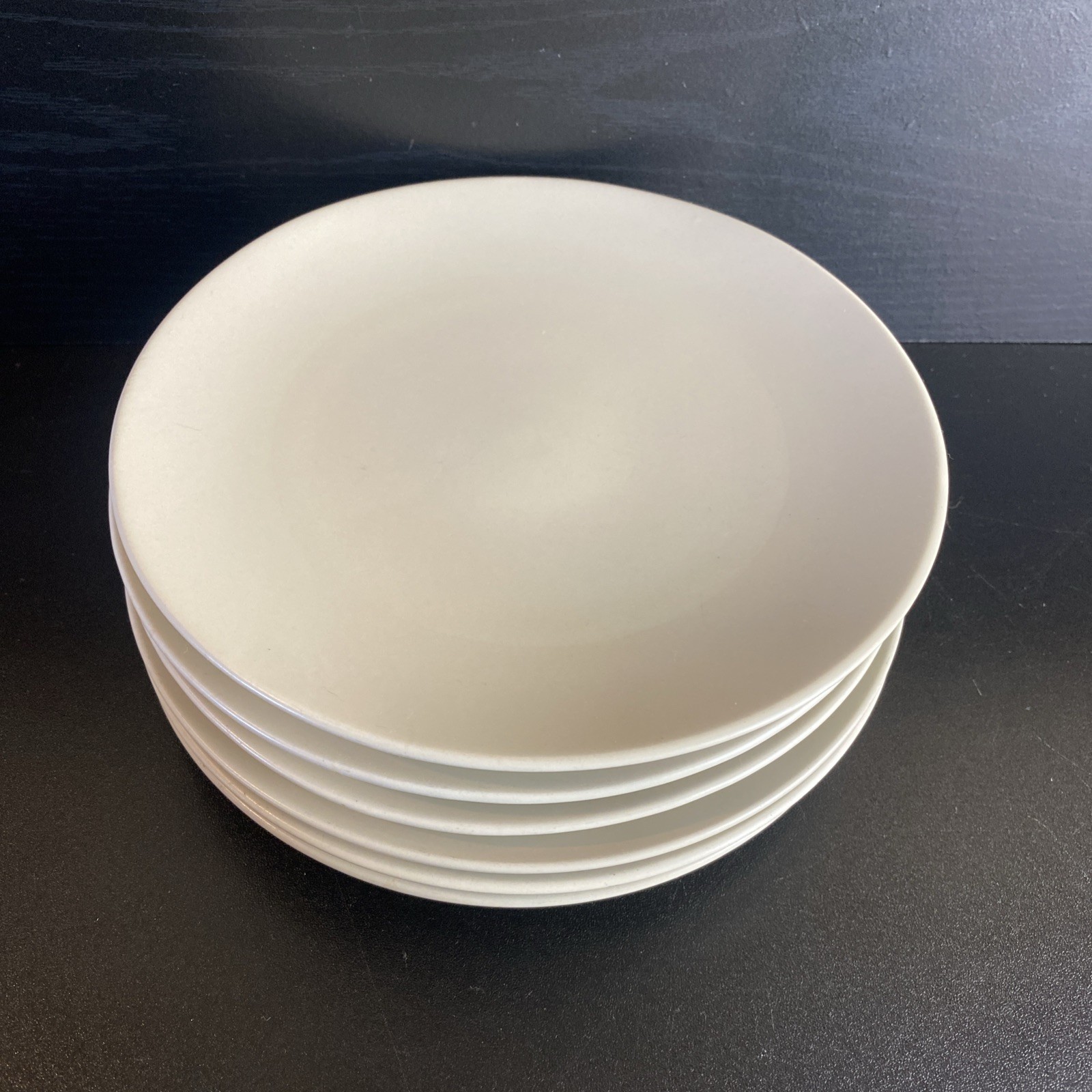 SET 6 IKEA 7 7/8″ Light Sand color Stoneware Salad Plates 10866 Matte Finish