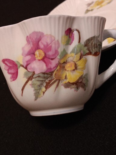 Cup and Saucer SHELLEY, ENGLAND: BEGONIA BONE CHINA 2 piece cup and saucer set