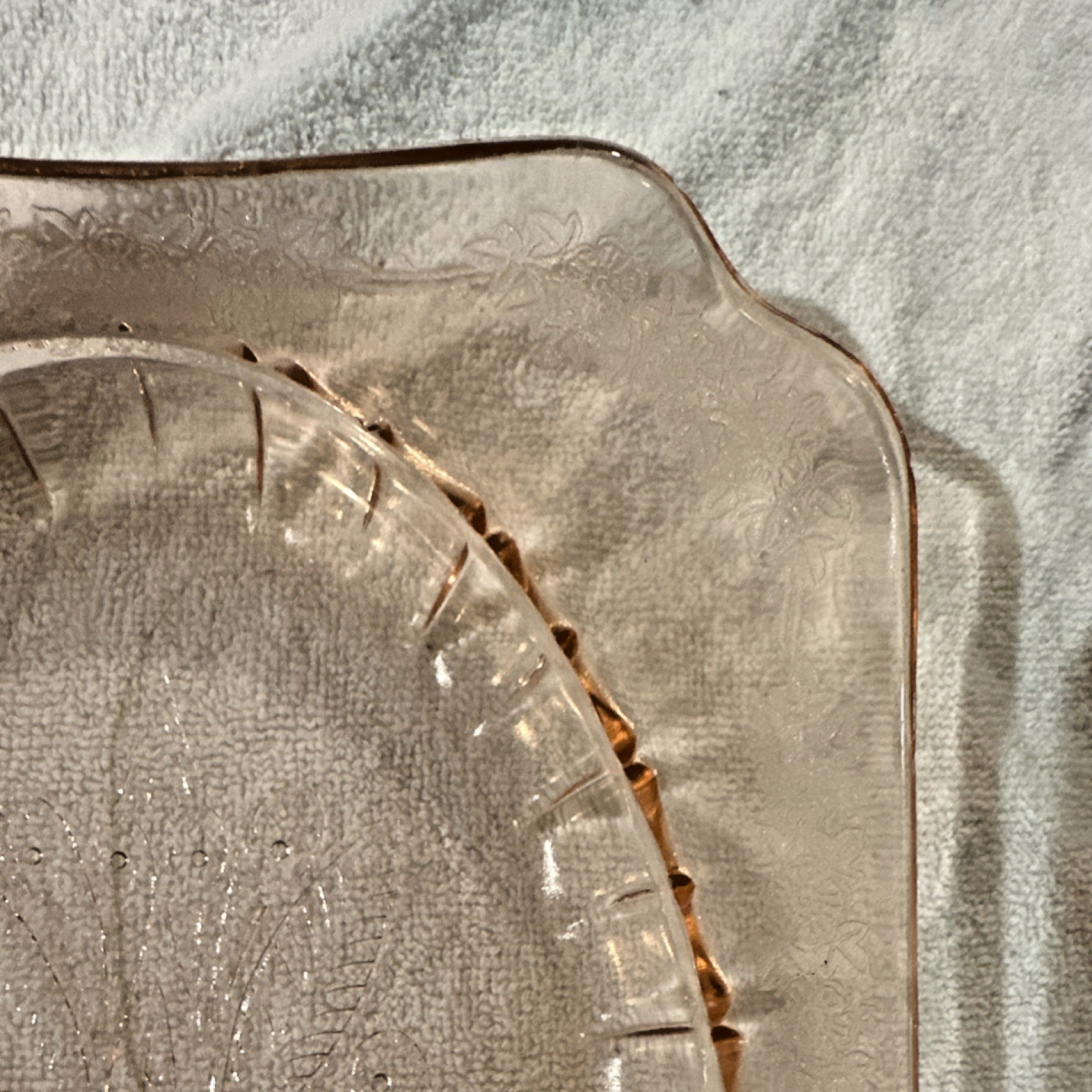 Vintage Pink Depression Glass Floral Pattern Rectangular/ Oval Platter