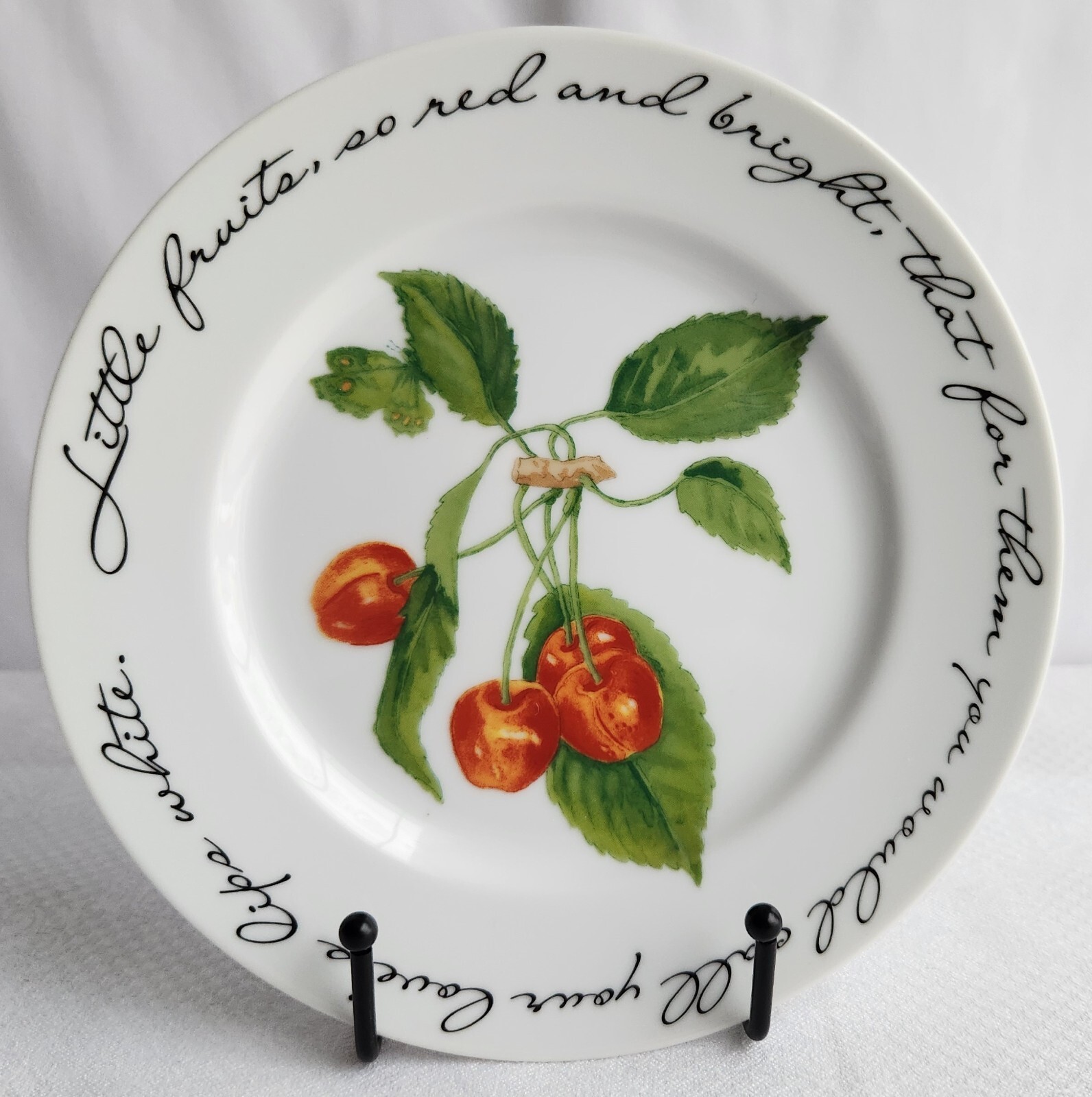 Williams Sonoma Orchard Suite Salad Dessert Plate Fruit Cherries Image Script Do