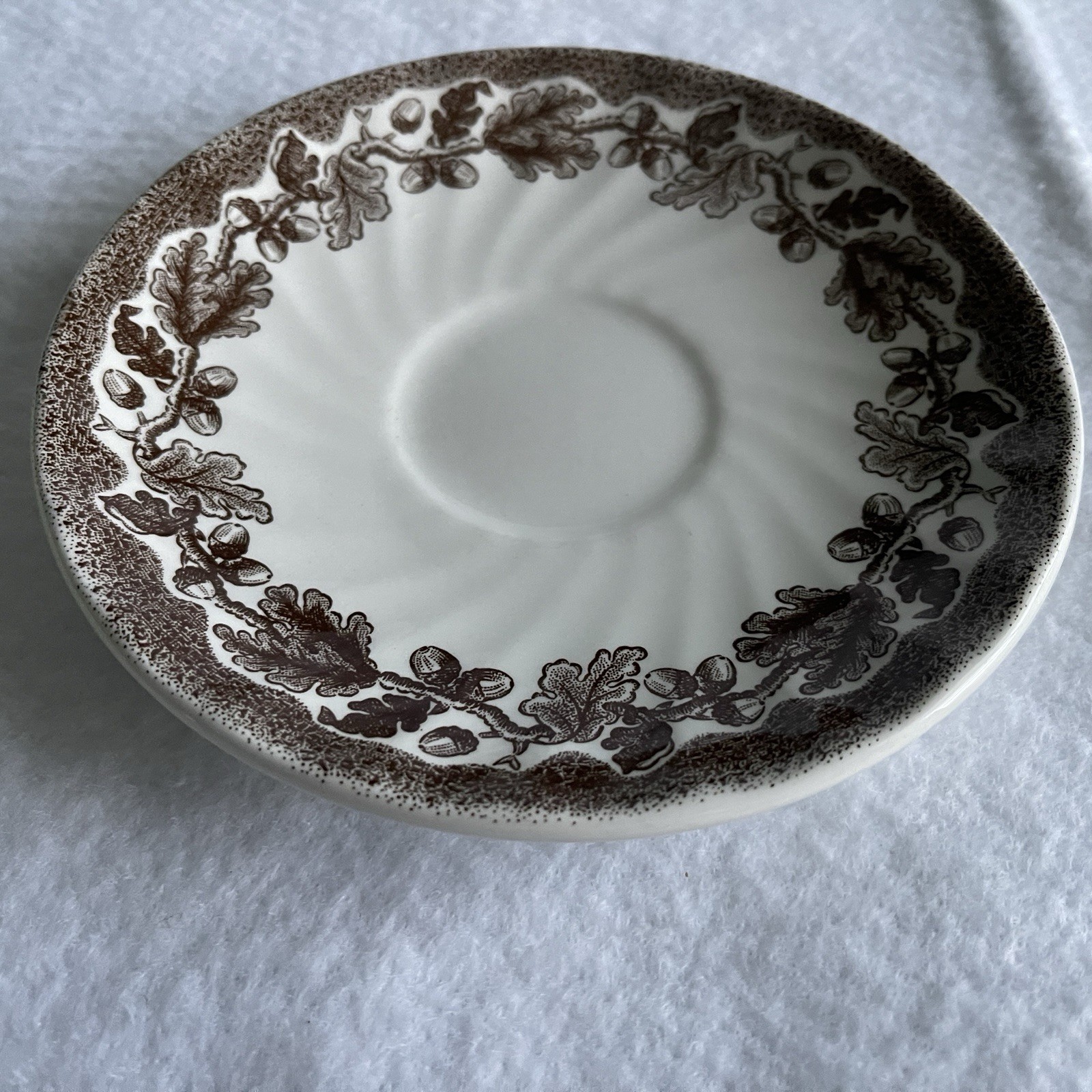 Churchill Country Life Brown Saucer Acorn Oak Leaf Pattern 5.5″ Vintage