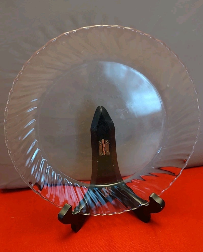 Arcoroc Clear Swirl Scalloped Glass Luncheon Plates 8 3/4 Inch Set of 11 EUC