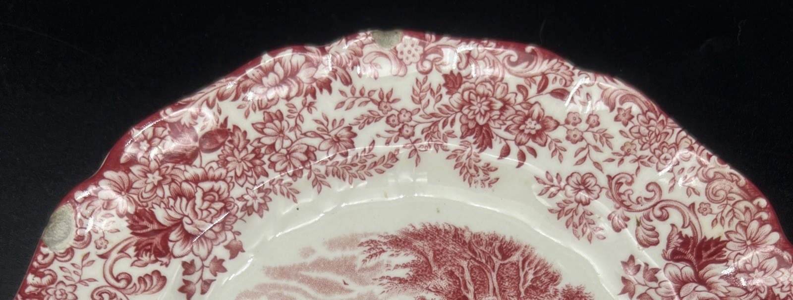 Set of 4 Mill Stream Red Transferware Bread Plates-6 1/4″