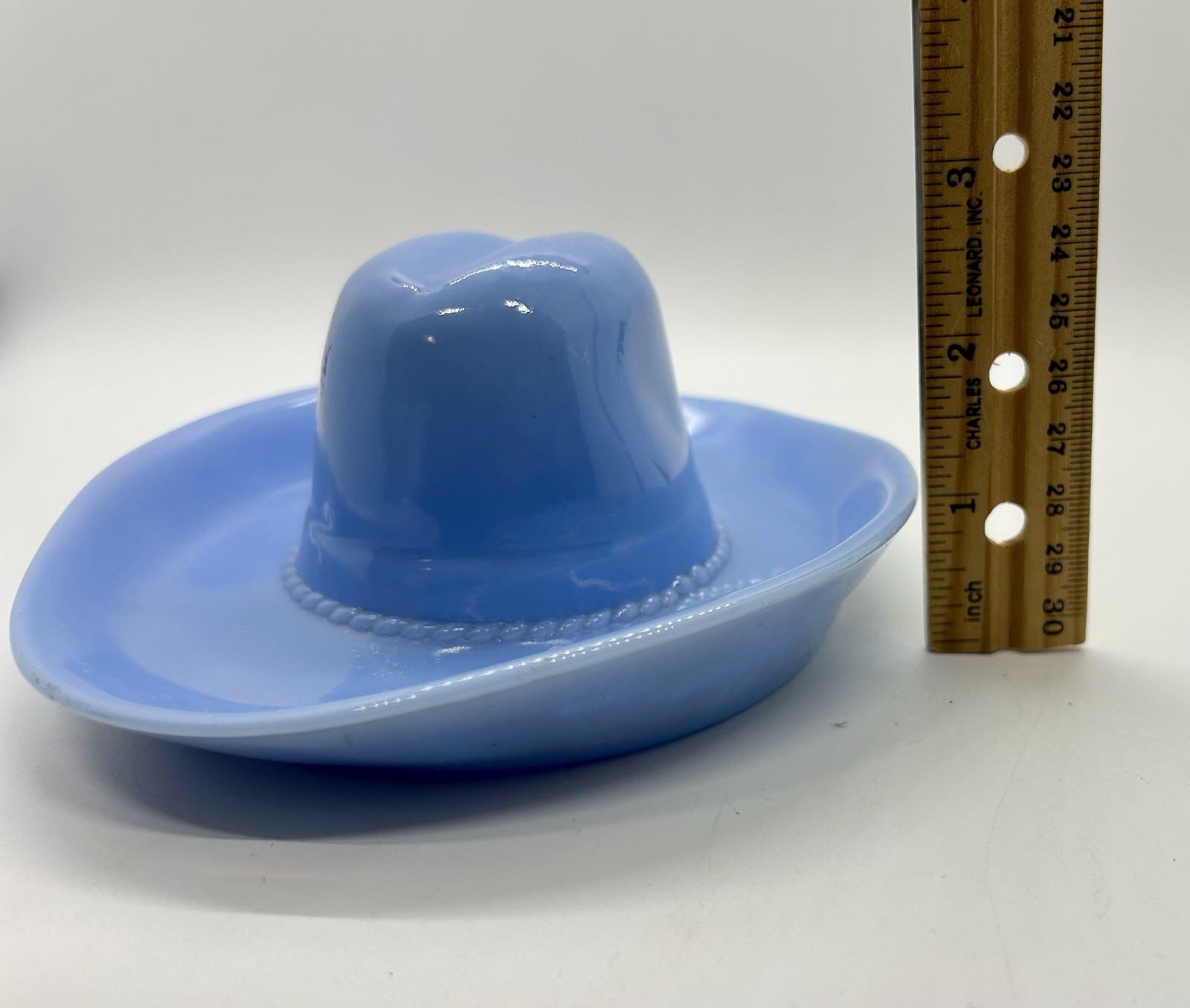 Vintage Blue Glass Cowboy Hat Bowl 1940s Delphite Blue by Jeannette Glass