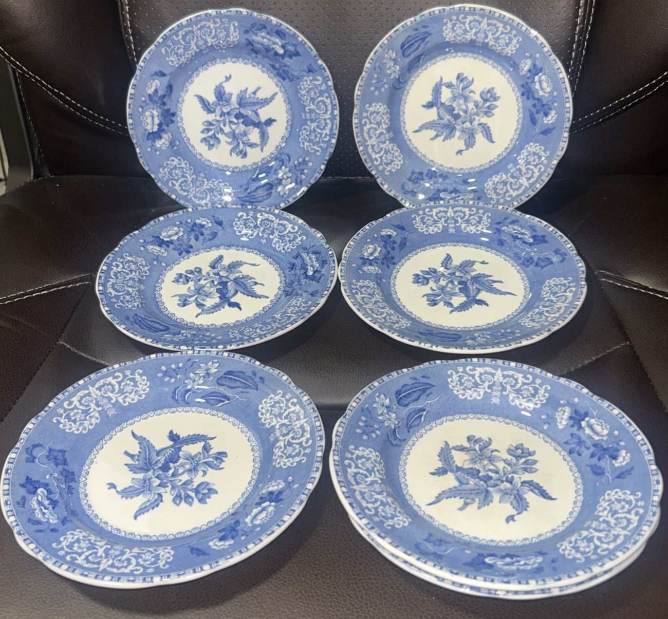 Vintage Copeland Spode Blue Camilla 6 1/4″ Bread and Butter Plates Set Of 6 +1