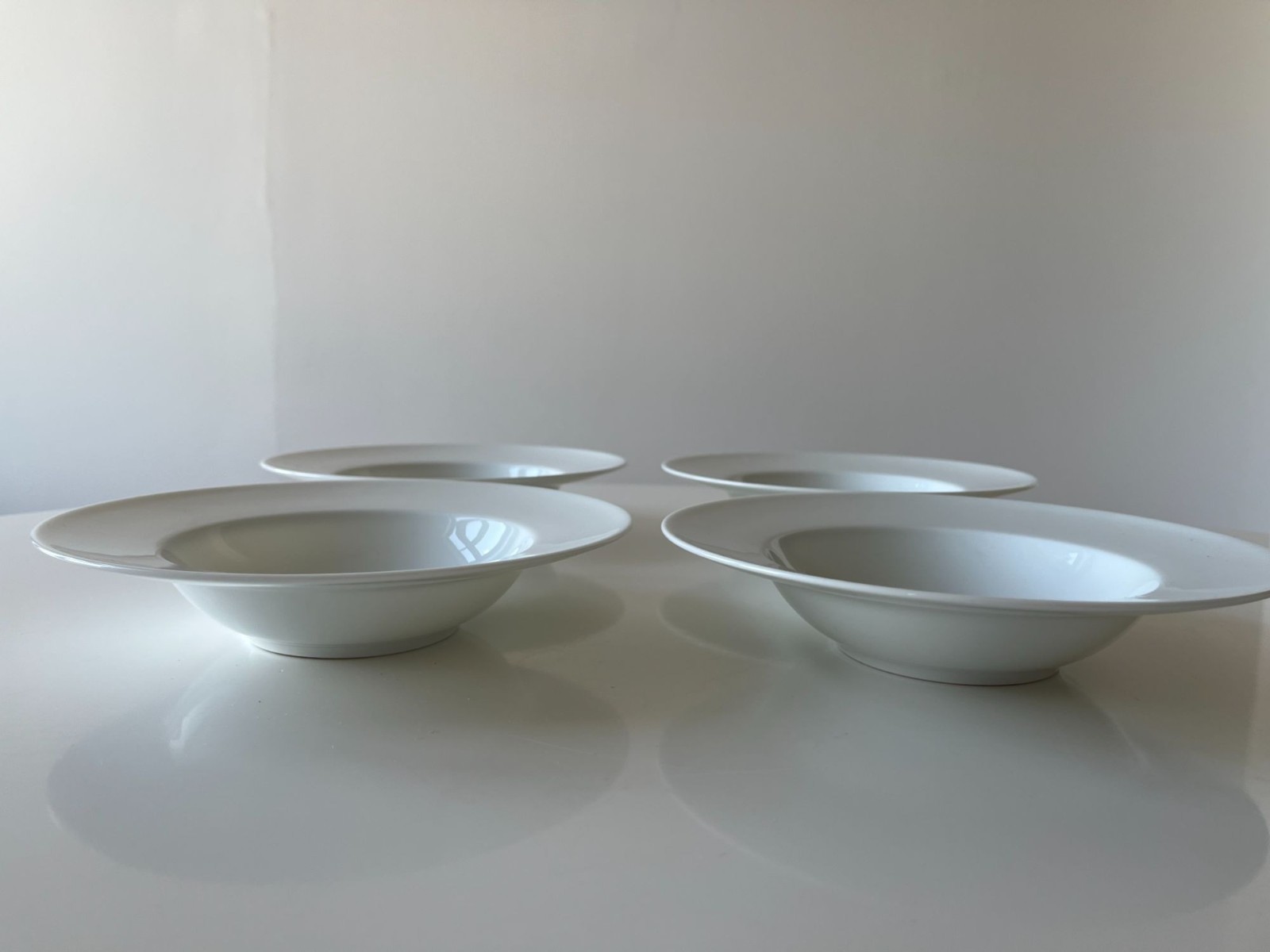 Set of 4 Raynaud Limoges Menton Collection White Rim Plate Deep Soup Pasta NEW
