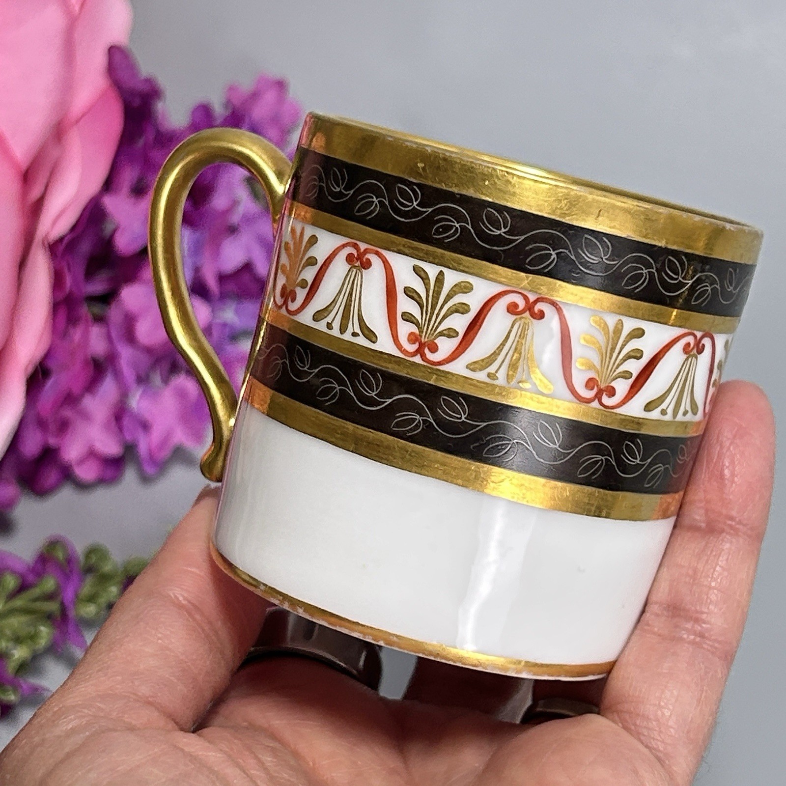 Antique Nast Veiux Paris Porcelain Cup C1815s Gilt French Empire 2.5”H Gold
