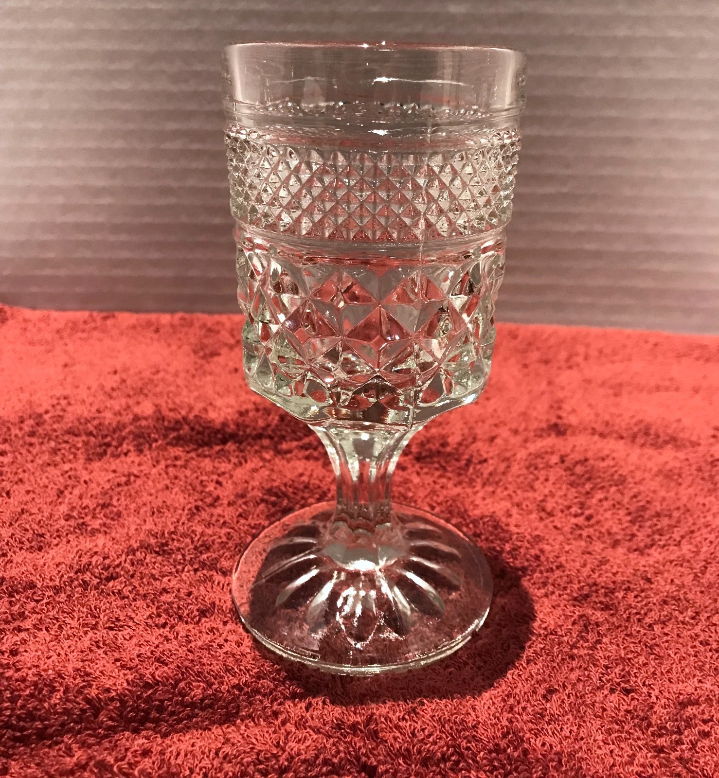 Anchor Hocking Wexford Diamond Cut Goblet Set Of 6 Vintage 5 1/2 Inches