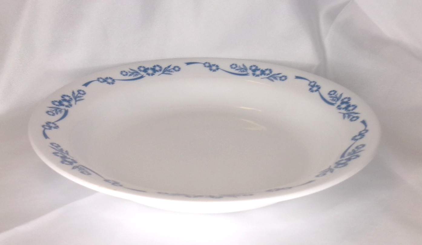Corelle Blue Cornflower 60th Anniversary Flat Rim Shallow Pasta Bowl 15 oz.