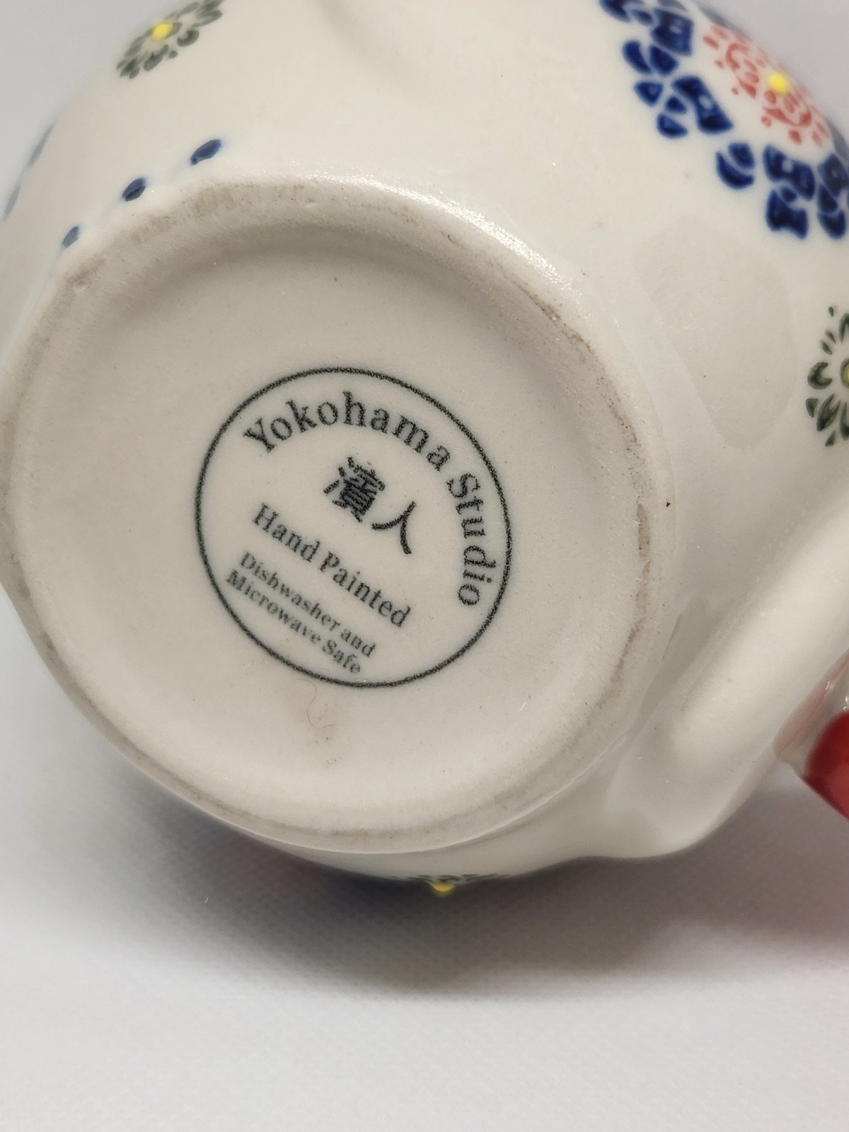Yokohama Studio Hand Painted Owl Mug Red Handle