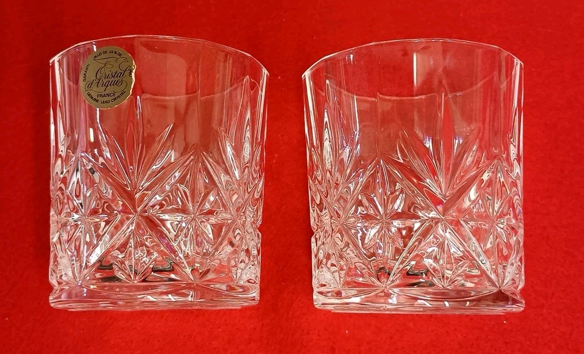 Cristal d’Arques 24% Lead Crystal Pitcher & 2 Matched Glasses 3 Piece Set France