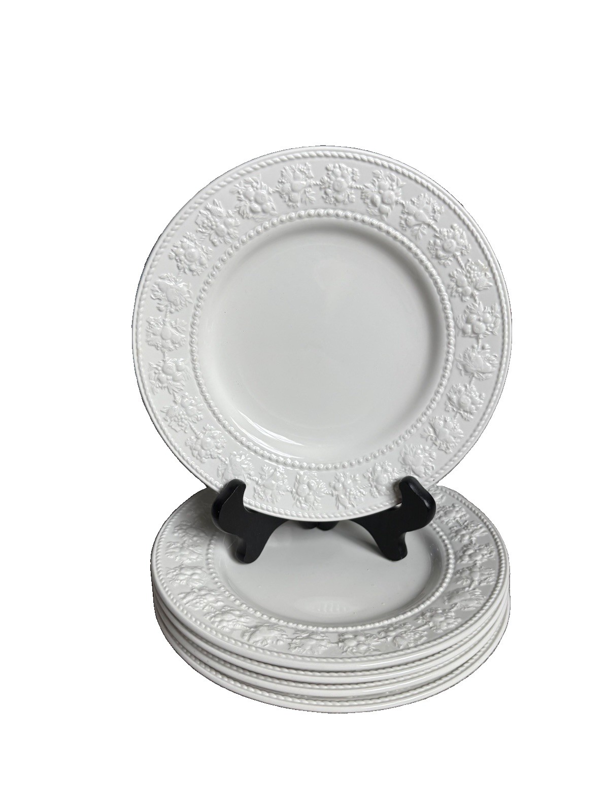 Wedgwood Home Festivity White Embossed Salad Plates, 8 3/4”, Set Of 5