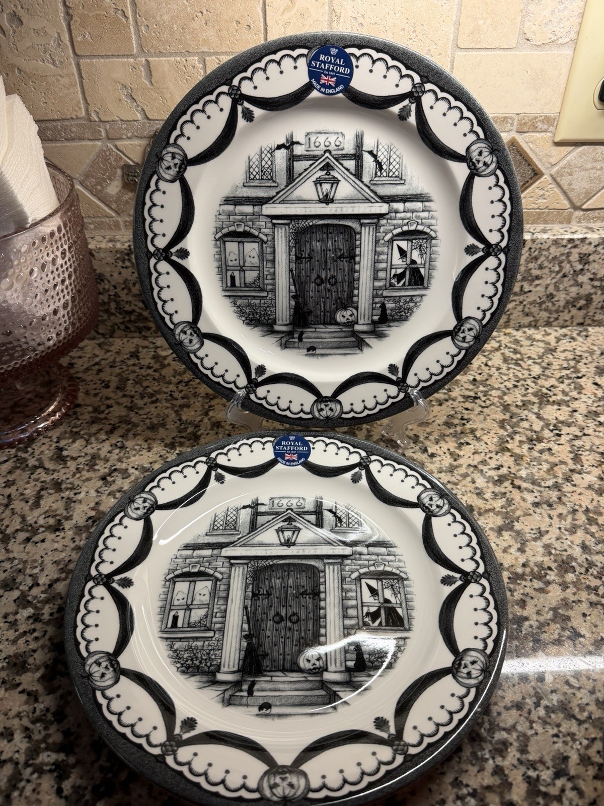Royal Stafford Haunted House Dinner Plates Set of 2 Halloween 10 3-4”— New