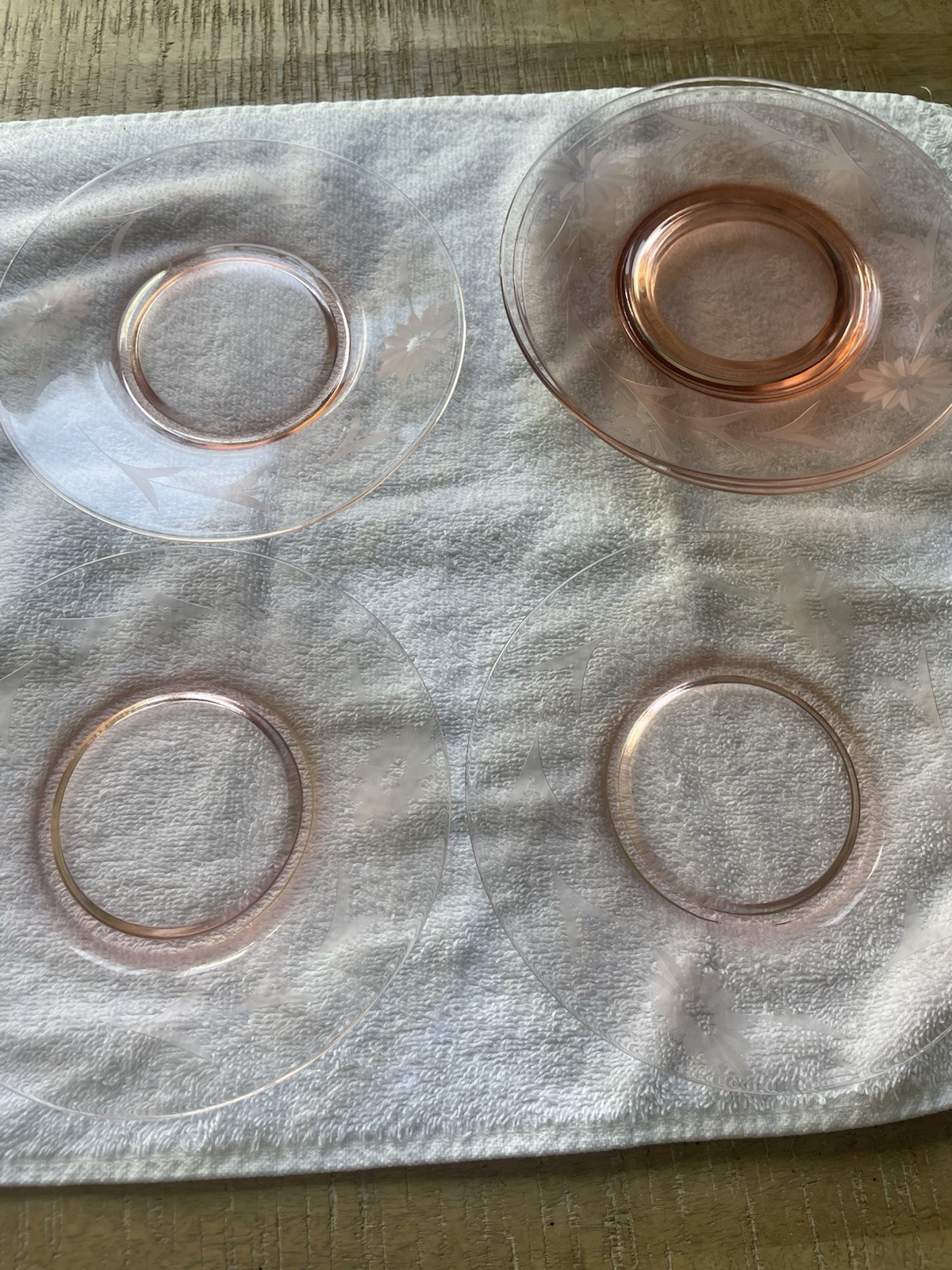 Vintage Pink Depression Glass Plates Set Of 6 6.5in