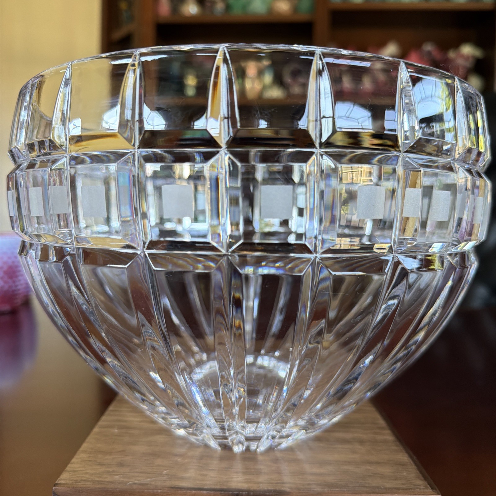 Vintage Large Waterford Marquis “Quadrata” 9.25” Crystal Centerpiece Bowl Signed