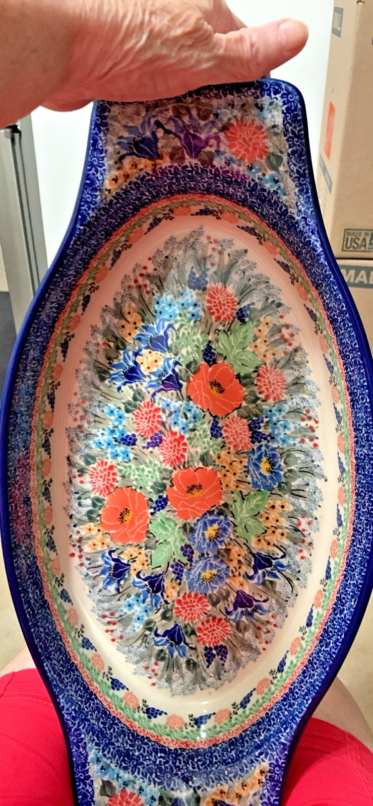 Authentic Boleslawiec Polish Stoneware bakeware With Handles, Signed By Artisan.