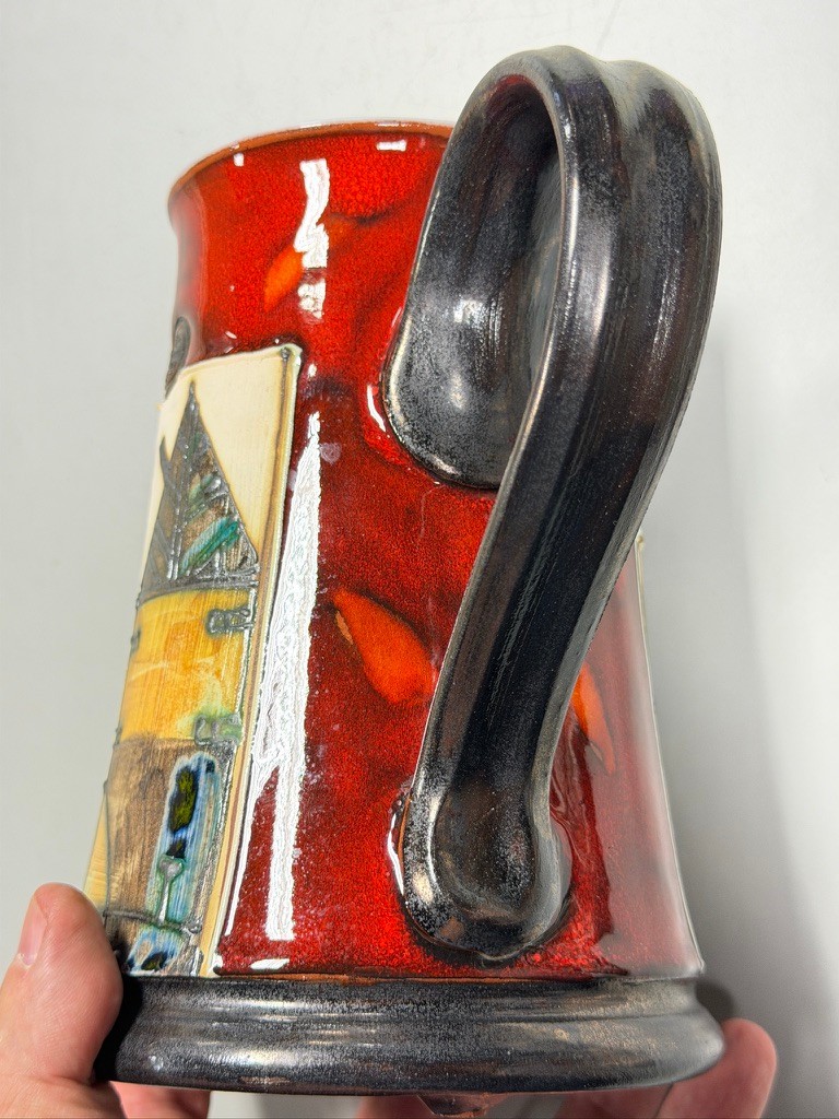 Handmade hand built Danko red pitcher pottery Pleven, Bulgaria