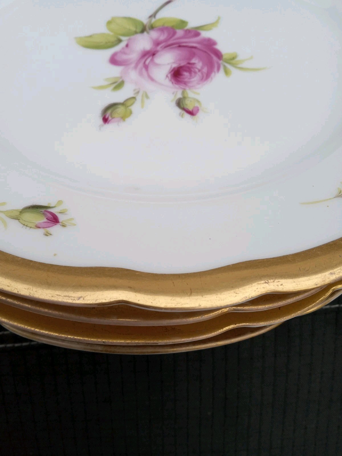 12 Antique Helena Wolfsohn DRESDEN ROSE Porcelain Dinner Plate OVINGTON BROS NY