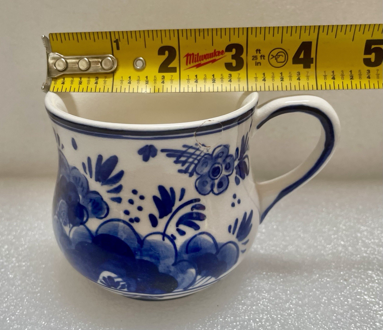 Delft Blue Mug Hand Painted Pottery Floral Cup Vase Flower Pot Home Decor