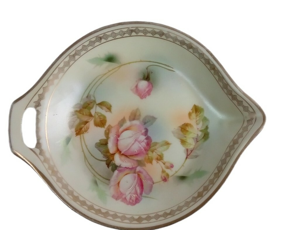 Porcelain Shallow Sauce Dish Pink Roses Germany