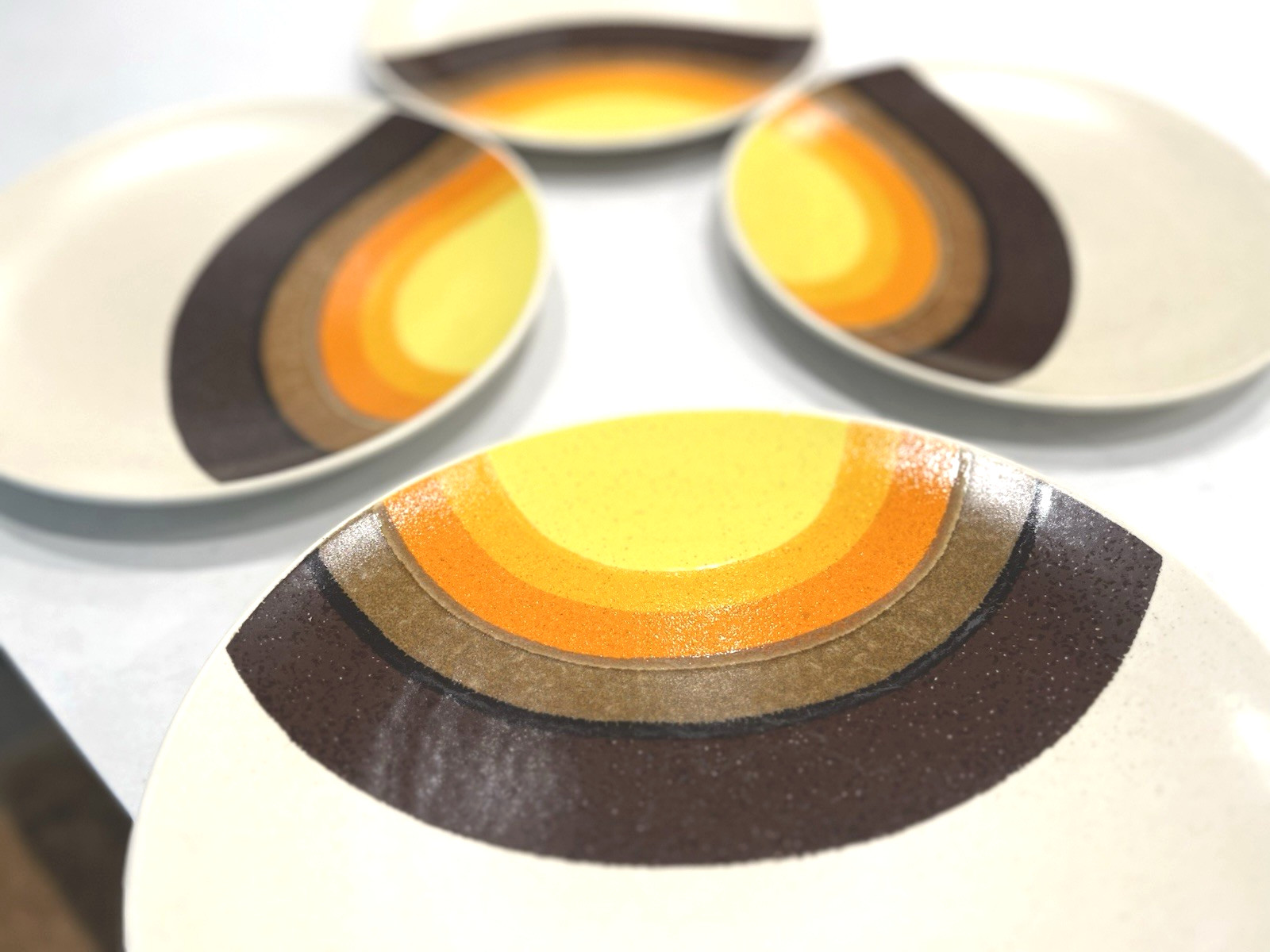 MCM Mikasa Half Moon Dinner Plates DE801 Indian Feast 70s Japan ~ Set Of 4