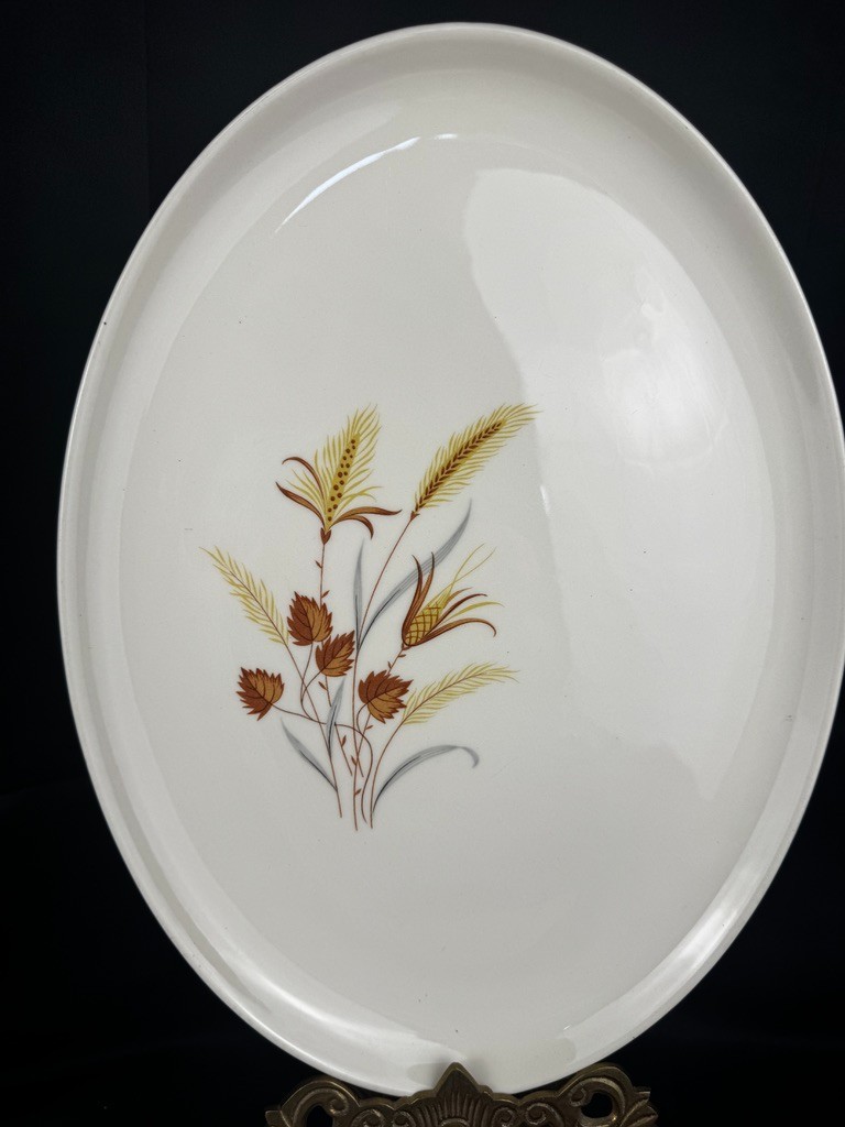 1950s Taylor Smith Autumn Harvest Ever Yours Wheat-Platter, Sugar & Creamer-3pcs