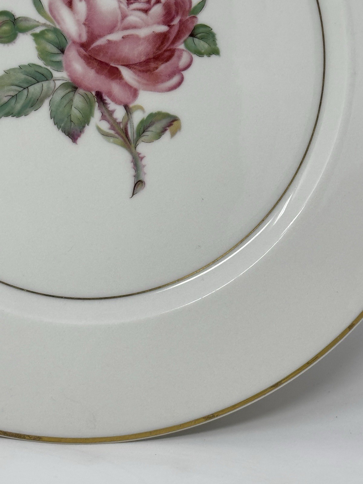 2 Ancestral USA China Manor Rose Dinner Plates rose floral gold trim GUC elegant