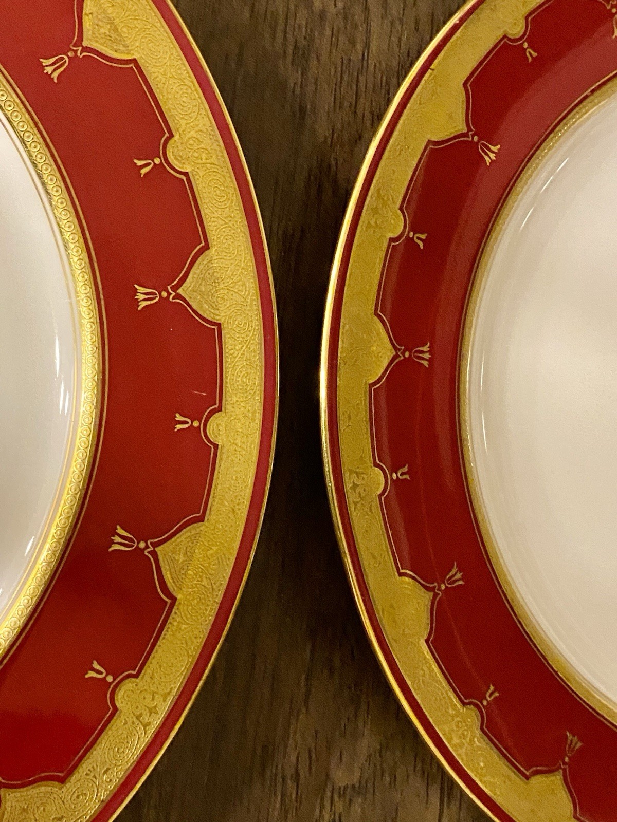 Antique MINTON Set Of 9 Dinner Plates G9561 Red Gold 10.25” Rare Museum Quality