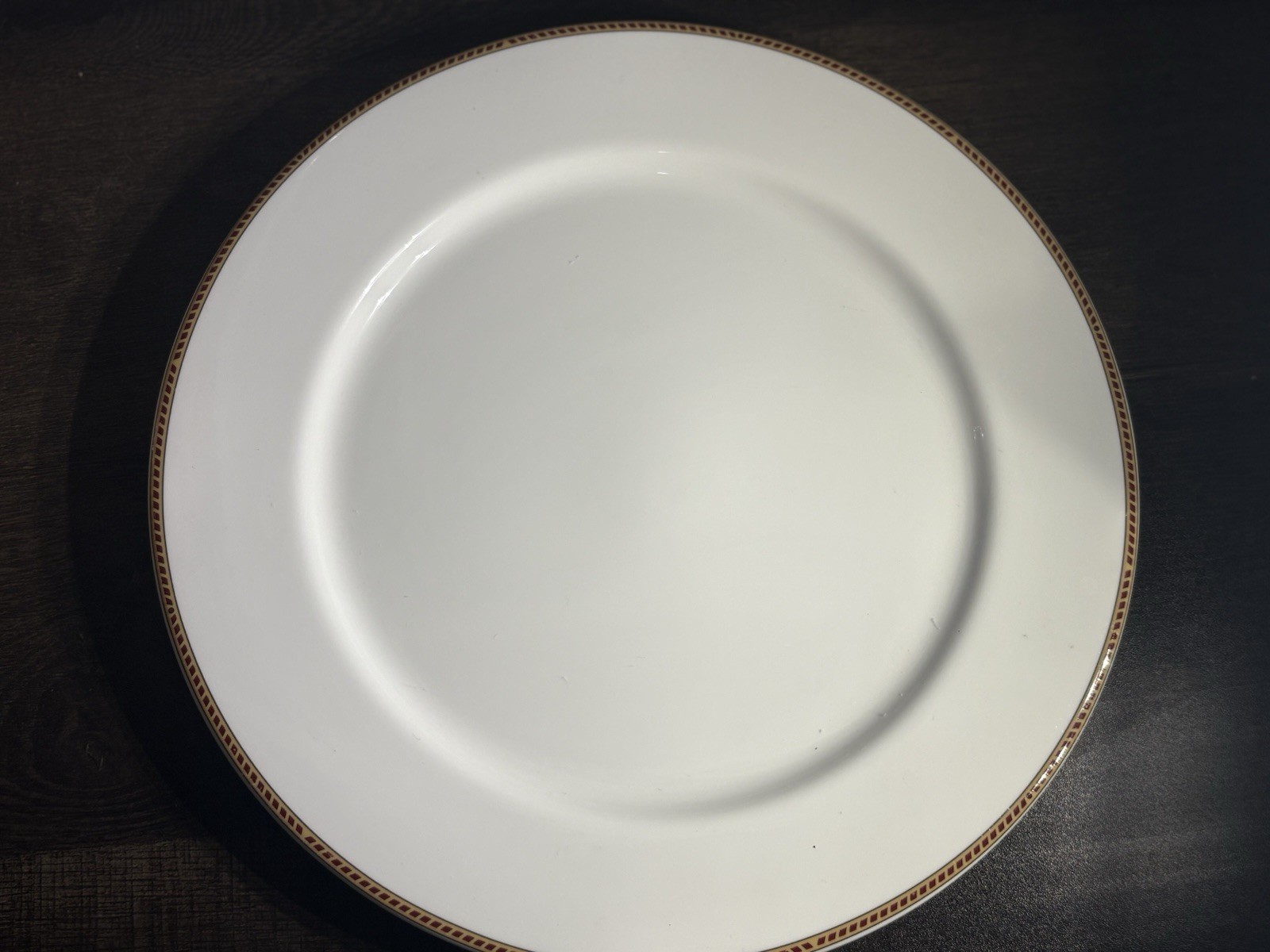 Fortessa Napa Bone China Charger Plate 12” Red & Gold Geometric Border