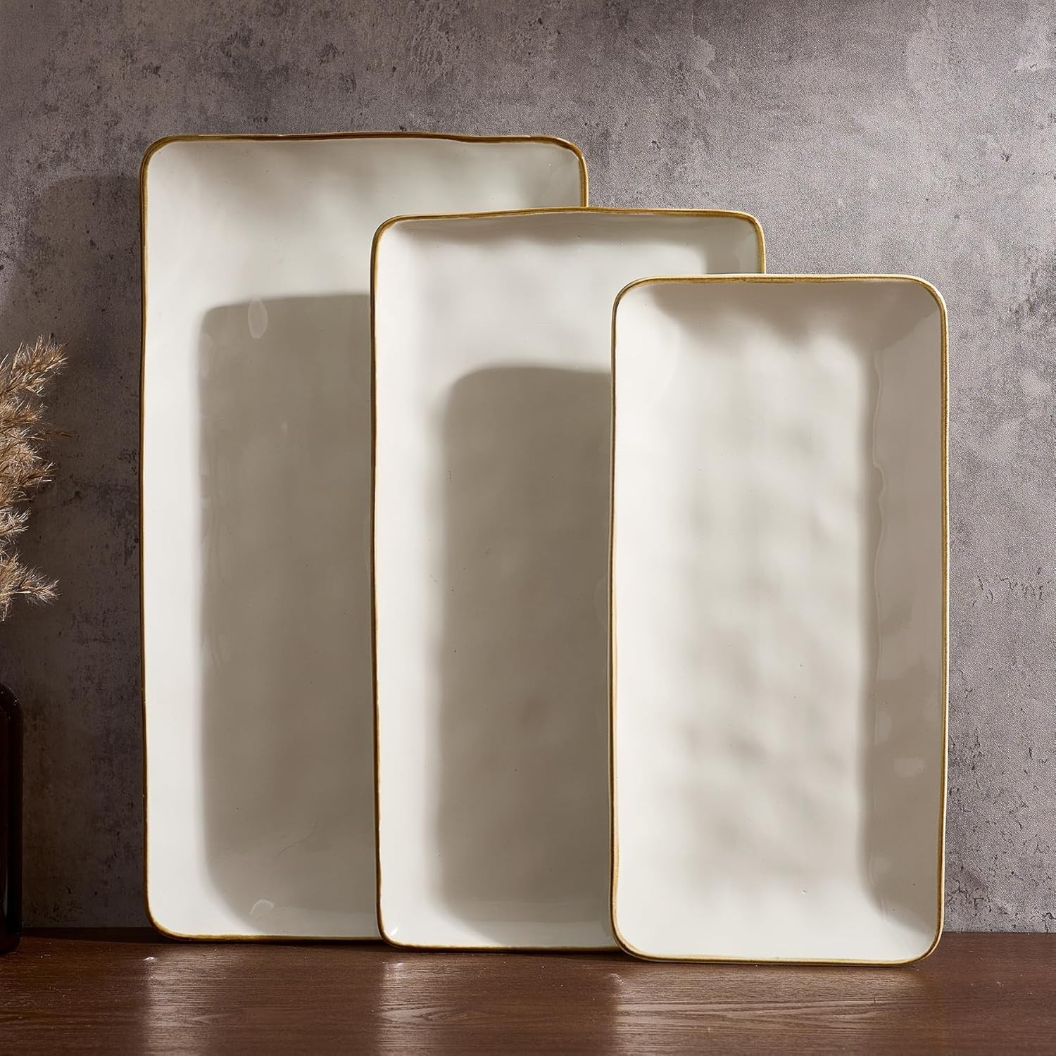Serving Platter, Rectangular 15.67/14.1/12.6inch Serving Dishes for Entertain…