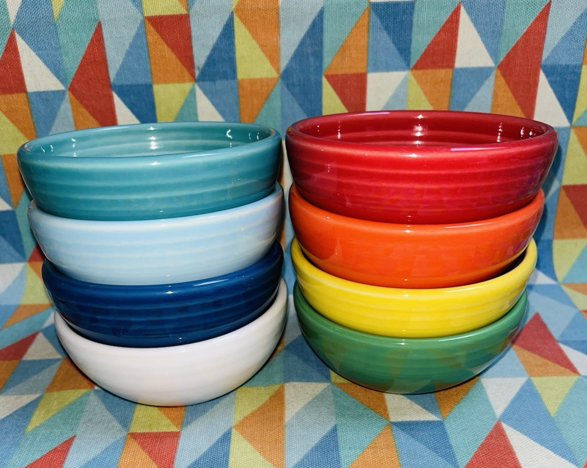 NEW FIESTA 8 Mini Pinch BOWLS Bright Rainbow Mixed color set 5oz FIESTAWARE
