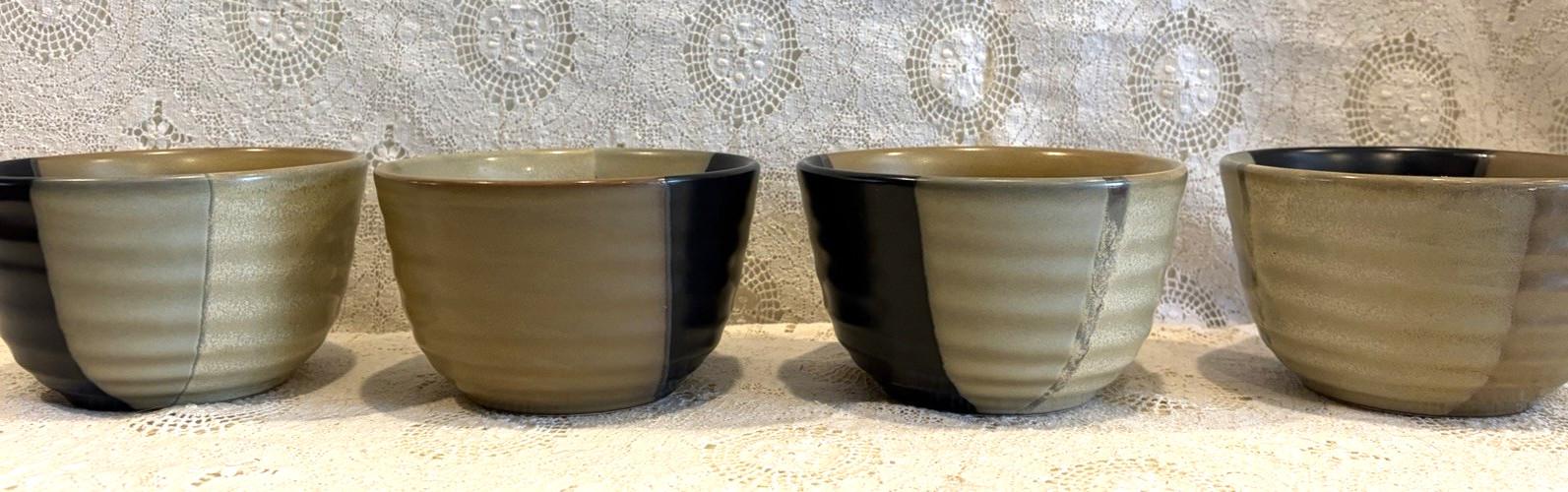 Set of 4 SANGO GOLD DUST BLACK 5022 Deep Bowl 5-3/8″ X 3.25″ Brown Tan Modern