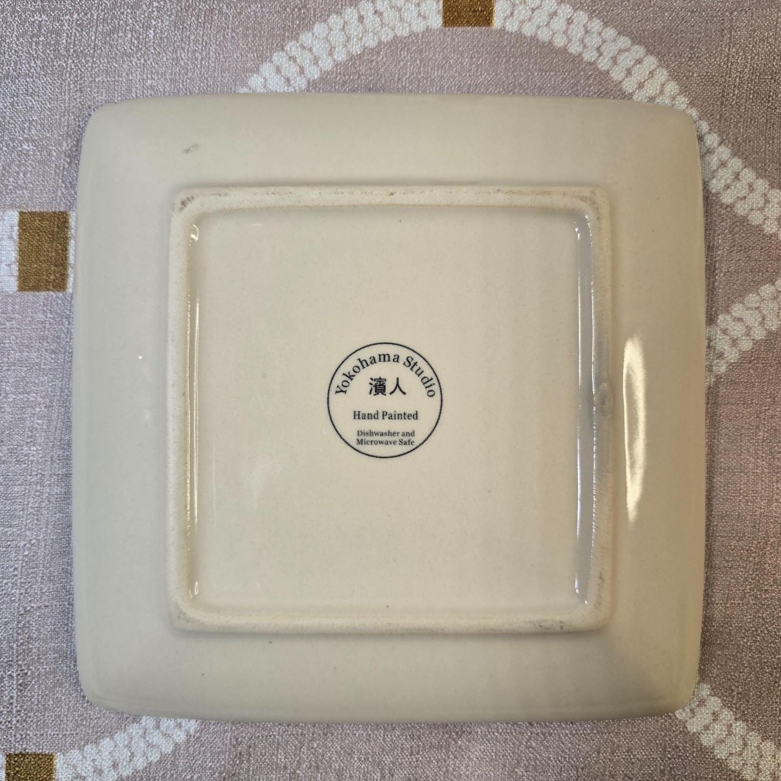 Yokohama Studio Square Hand Painted Small Ceramic Plate Flowers Floral Boho 6″
