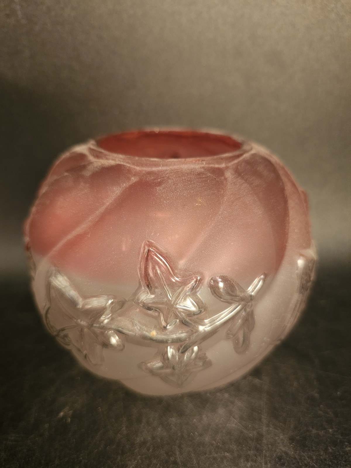 c. 1890 No 287 ROYAL IVY by Northwood FROSTED RUBINA Rose Bowl Vase