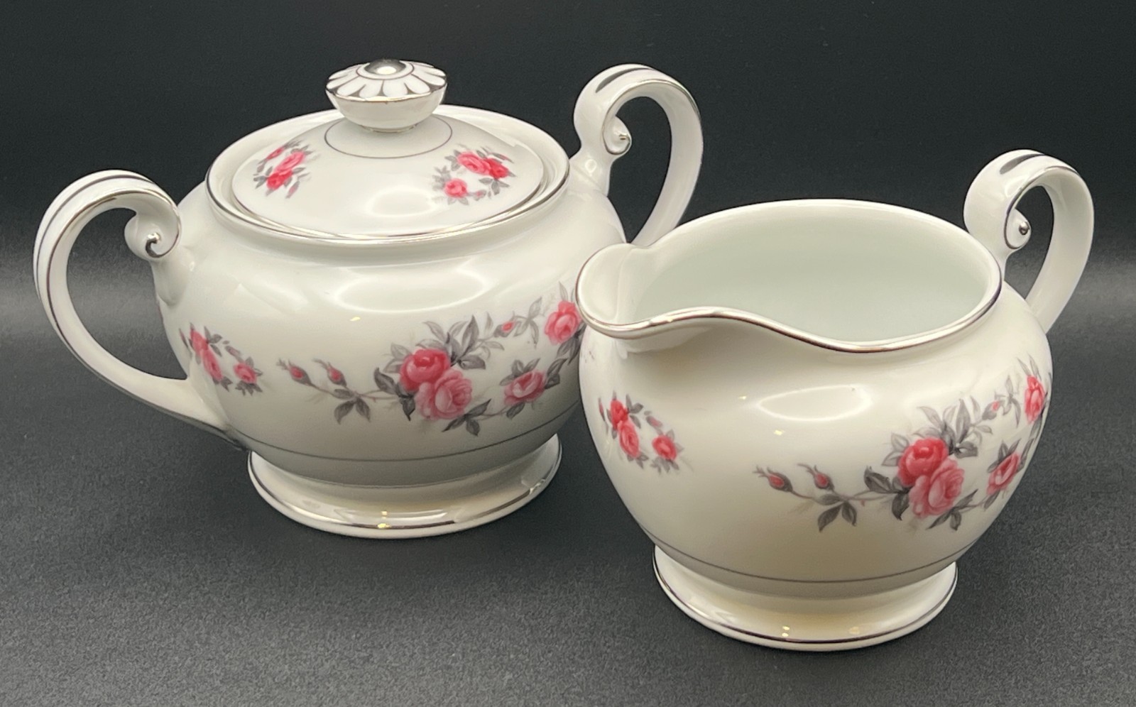Kyoto Rose Garland China Creamer and Sugar Bowl Set | Vintage
