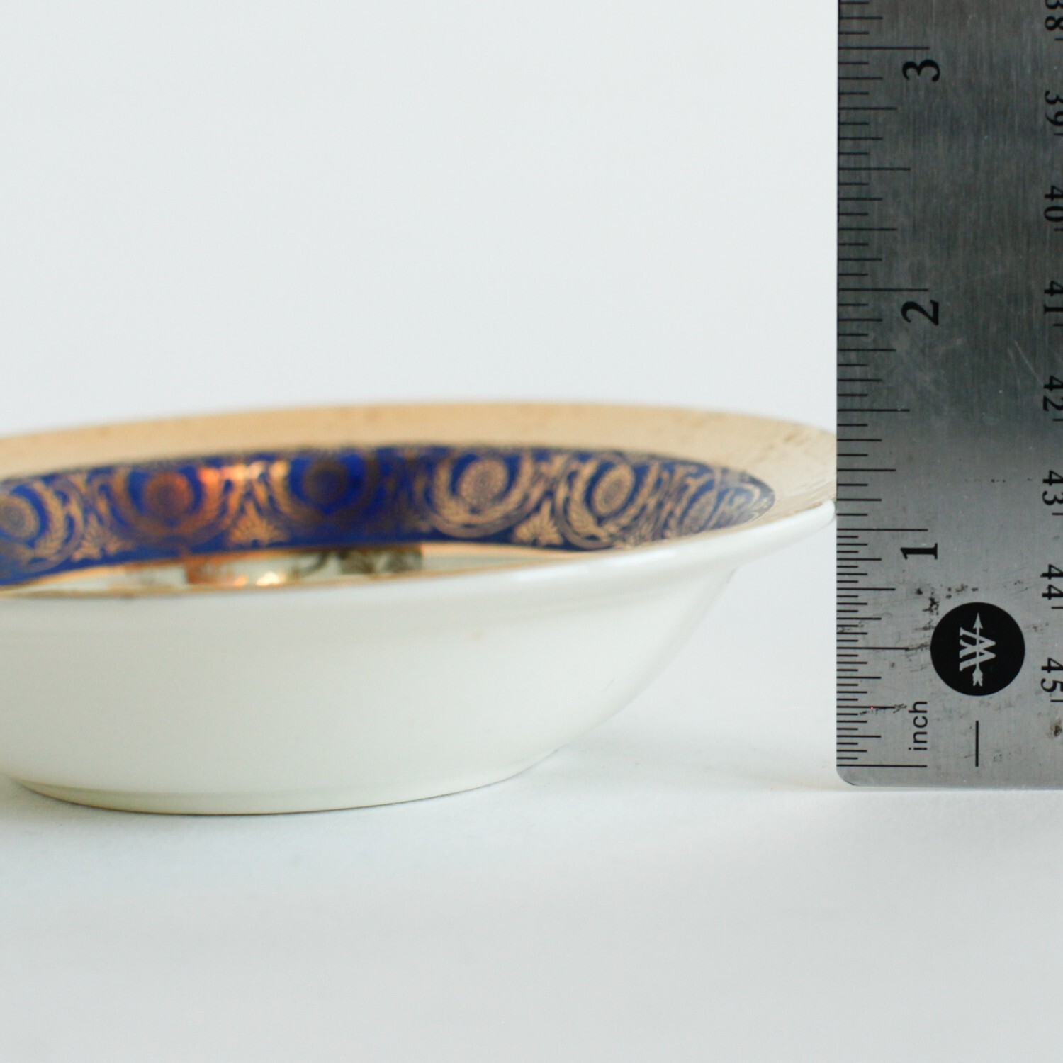 Vintage Bromley Victorian Blue 22K Gold Warranted Bowl