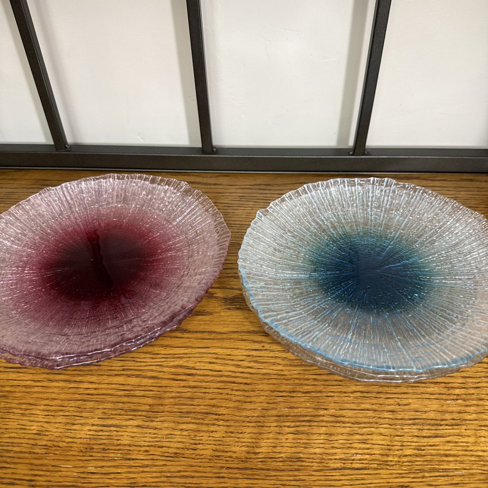 Scandinavian Multi Colored Glass Salad Plates Set Of 6 9″ Diameter