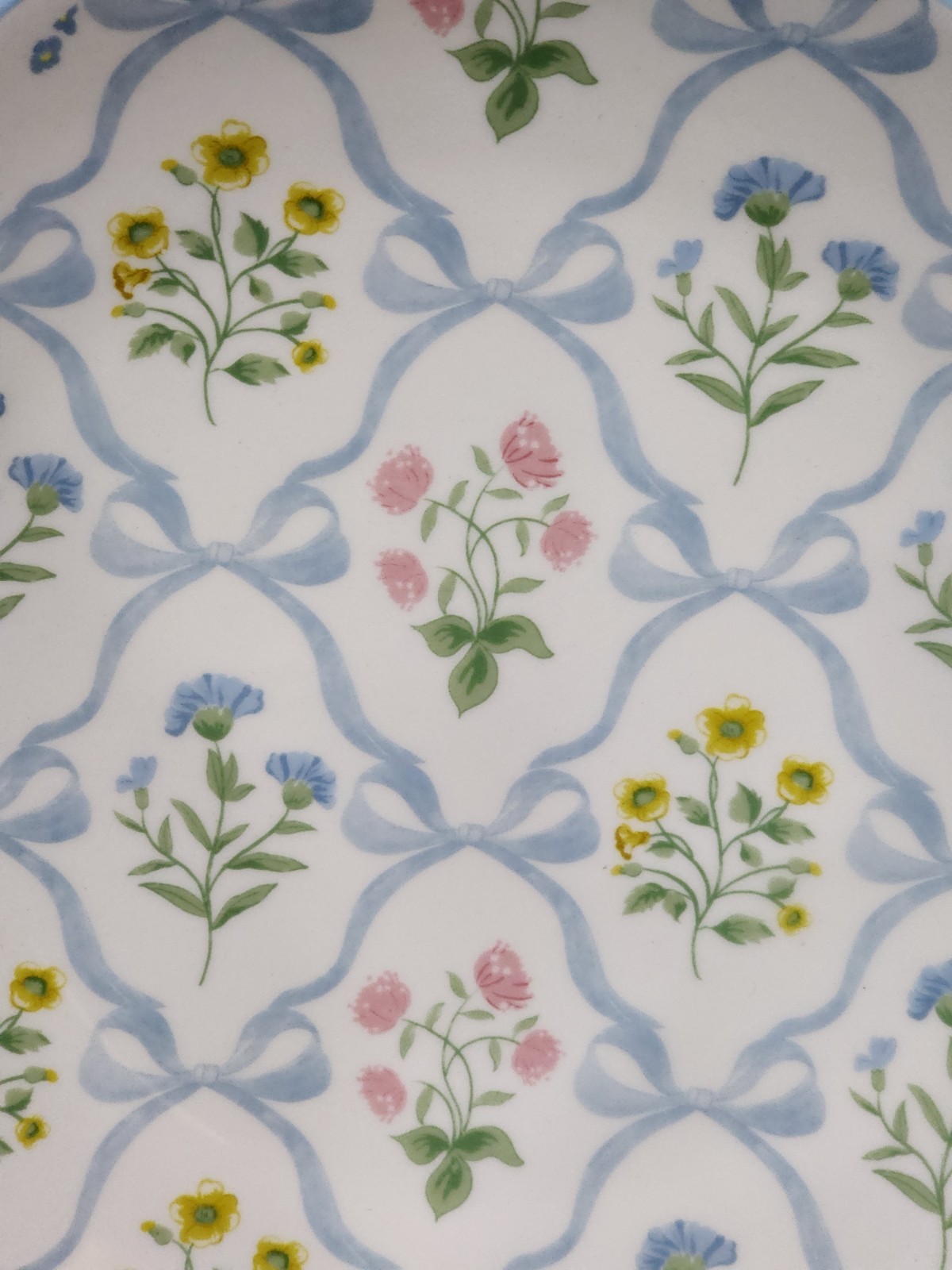 4 Blue Bows & Flowers Tidbit Plates 4.5″ Ceramic Easter Spring Hobby Lobby Viral