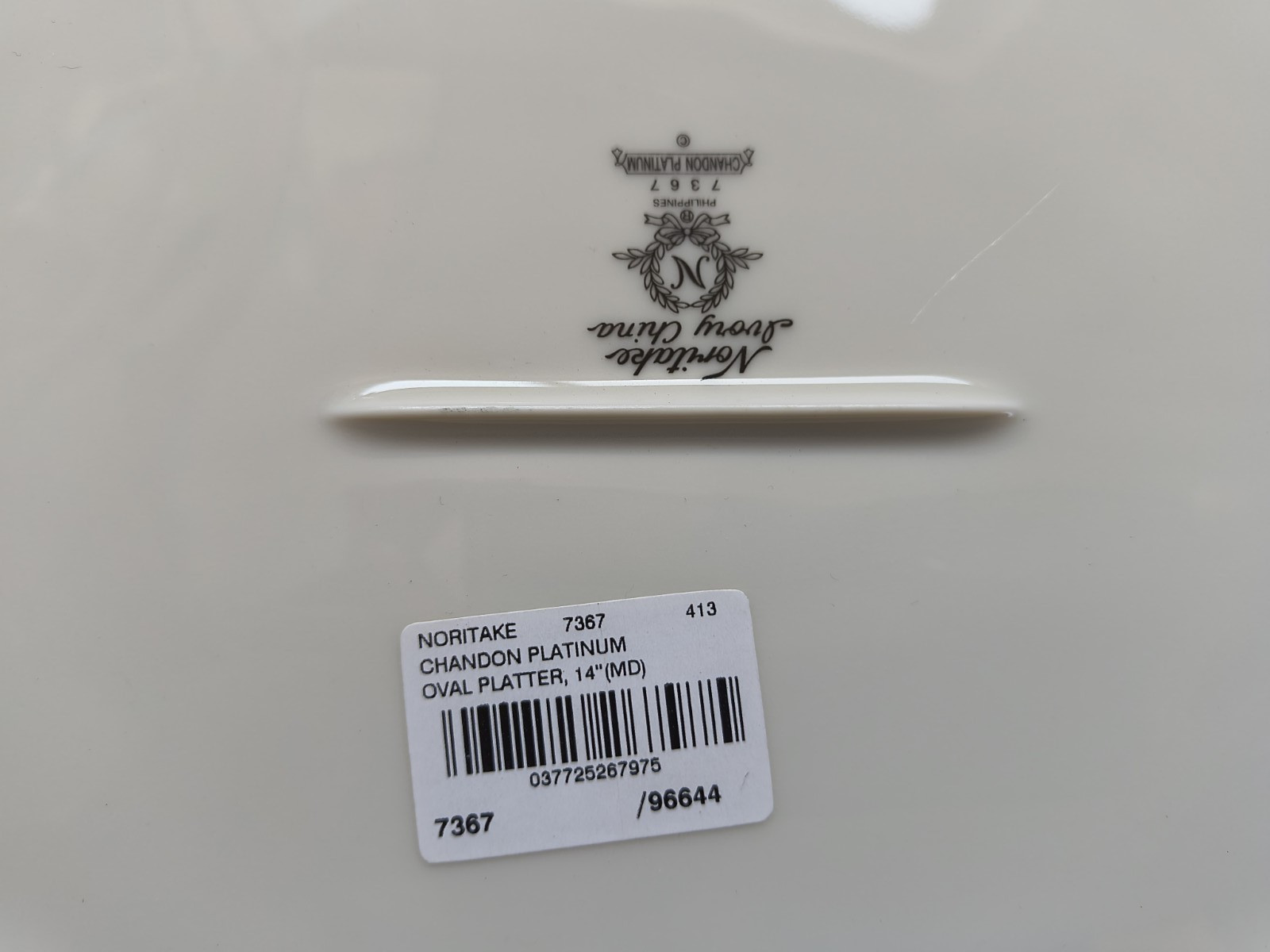 Noritake Chandon Platinum (7367) One 14″ Oval Serving Platter Ivory Bone China